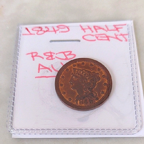 1849 AU Half Cent US Coin - Picture 2 of 6